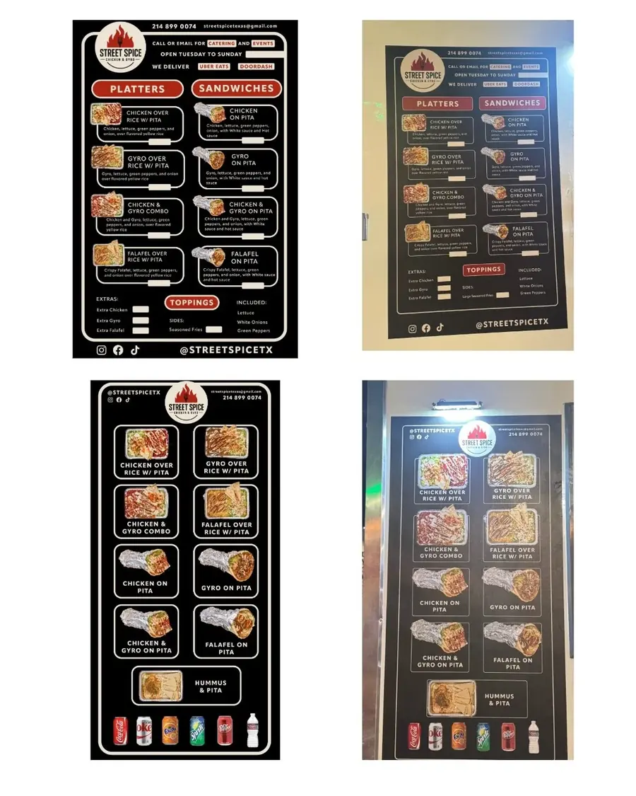 Street Spice menu boards